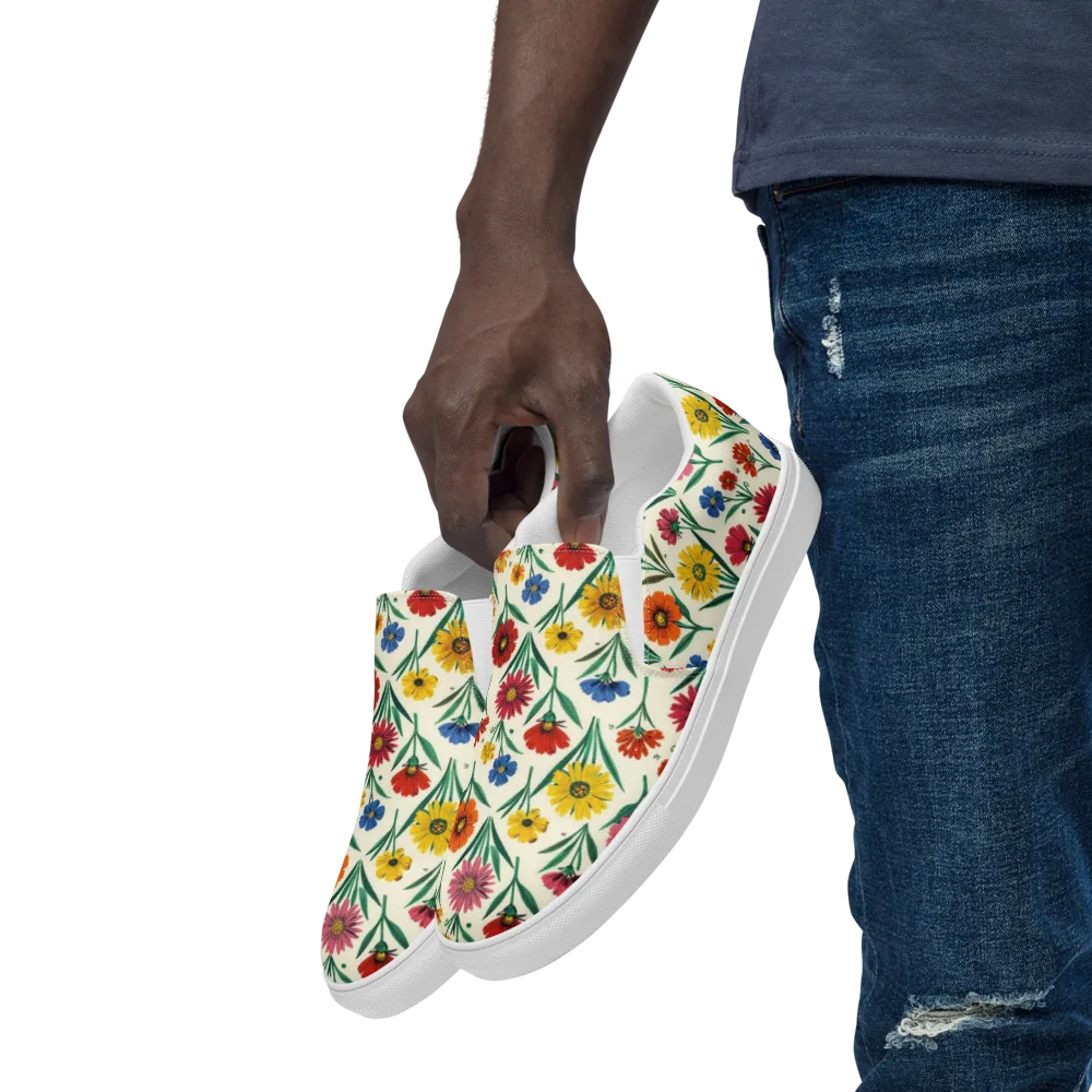 Meadow Mosaic on Men's Slip-On Canvas Shoes — Left Front