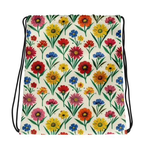 Meadow Mosaic on a Drawstring Bag