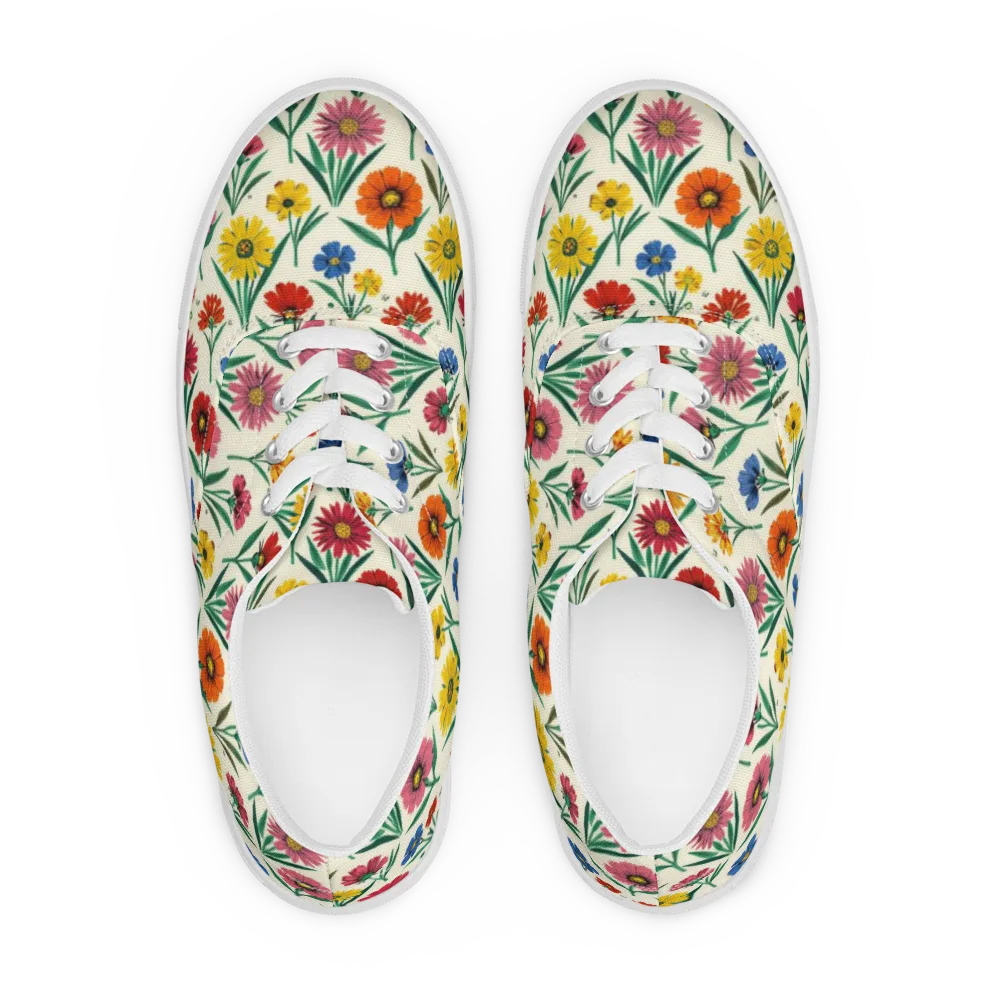 Meadow Mosaic on Men's Lace-Up Canvas Shoes — Front
