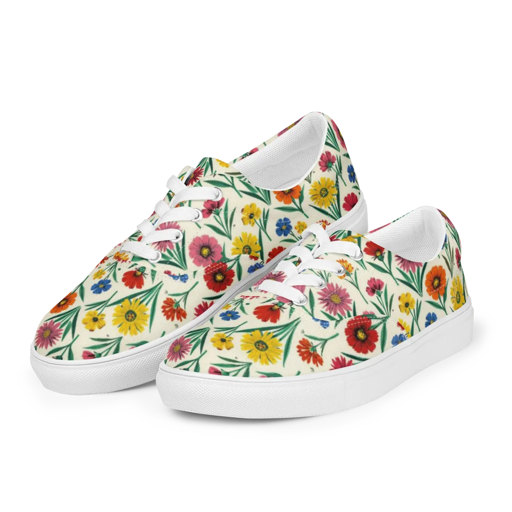 Meadow Mosaic on Men's Lace-Up Canvas Shoes — Left Front