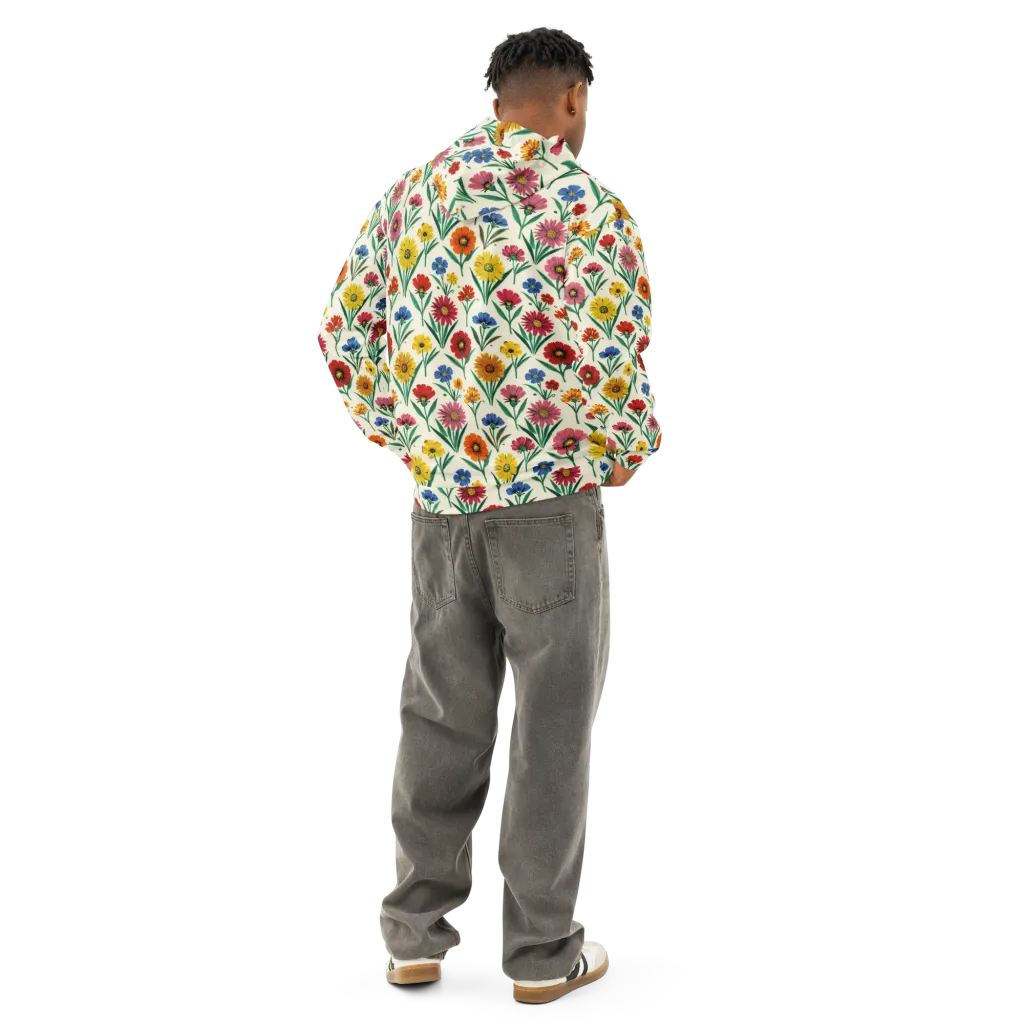 Meadow Mosaic on Cotton Hoodie — Back