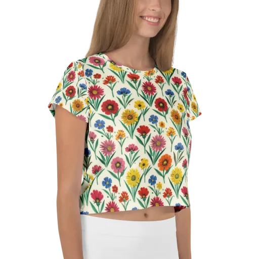Meadow Mosaic on a Crop Tee