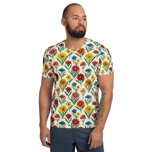 Meadow Mosaic on a Men's Athletic T-Shirt