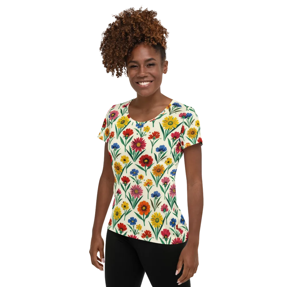 Meadow Mosaic on Women's Athletic T-Shirt — Left