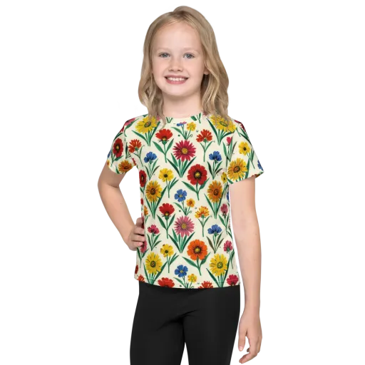 Meadow Mosaic on a Kids Crew Neck T-Shirt