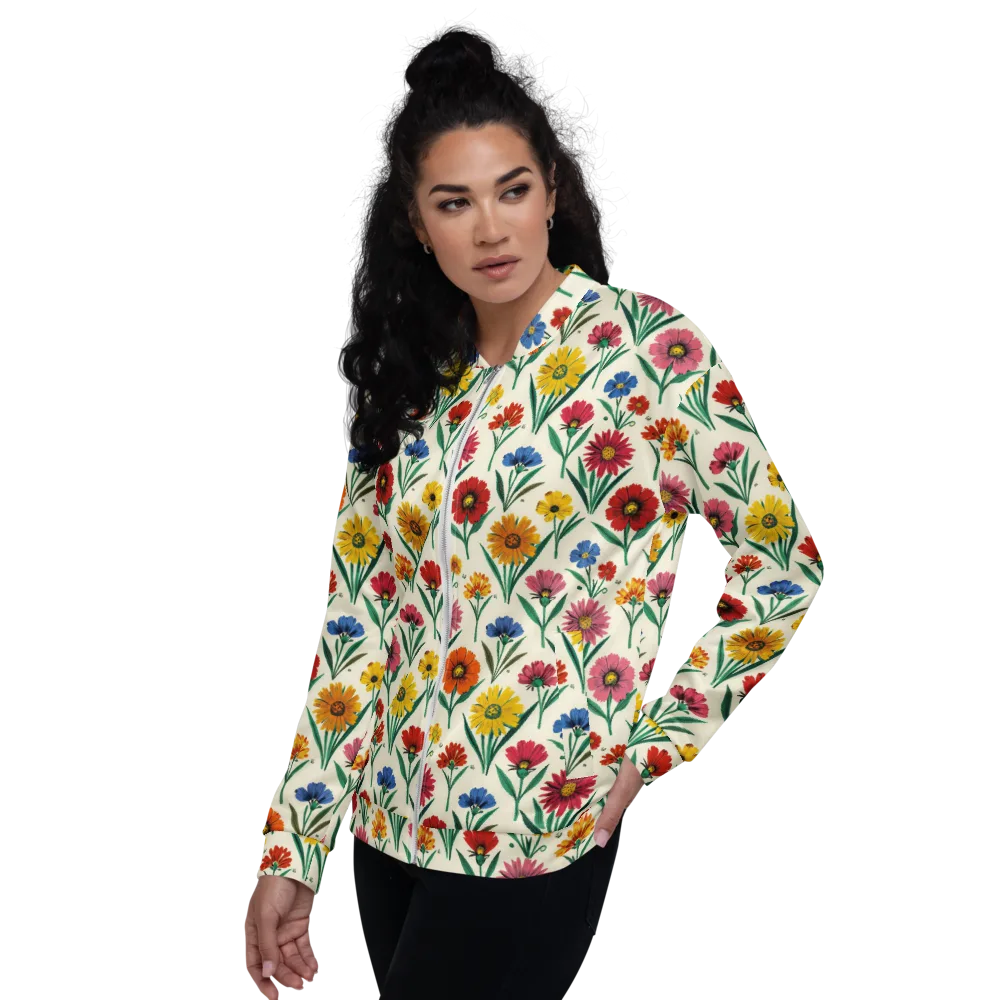 Meadow Mosaic on Bomber Jacket — Left