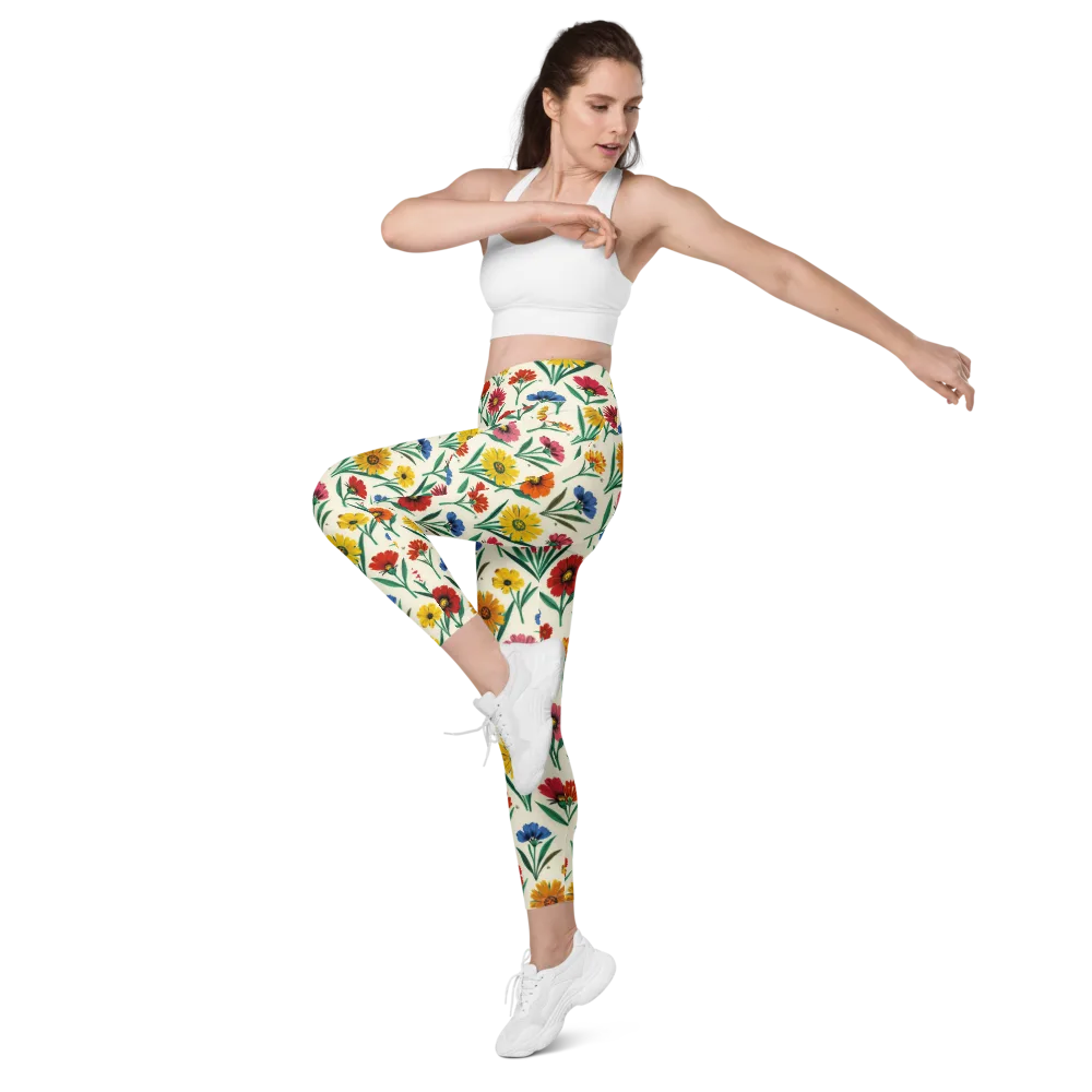 Meadow Mosaic on Leggings with Pockets — Left Front