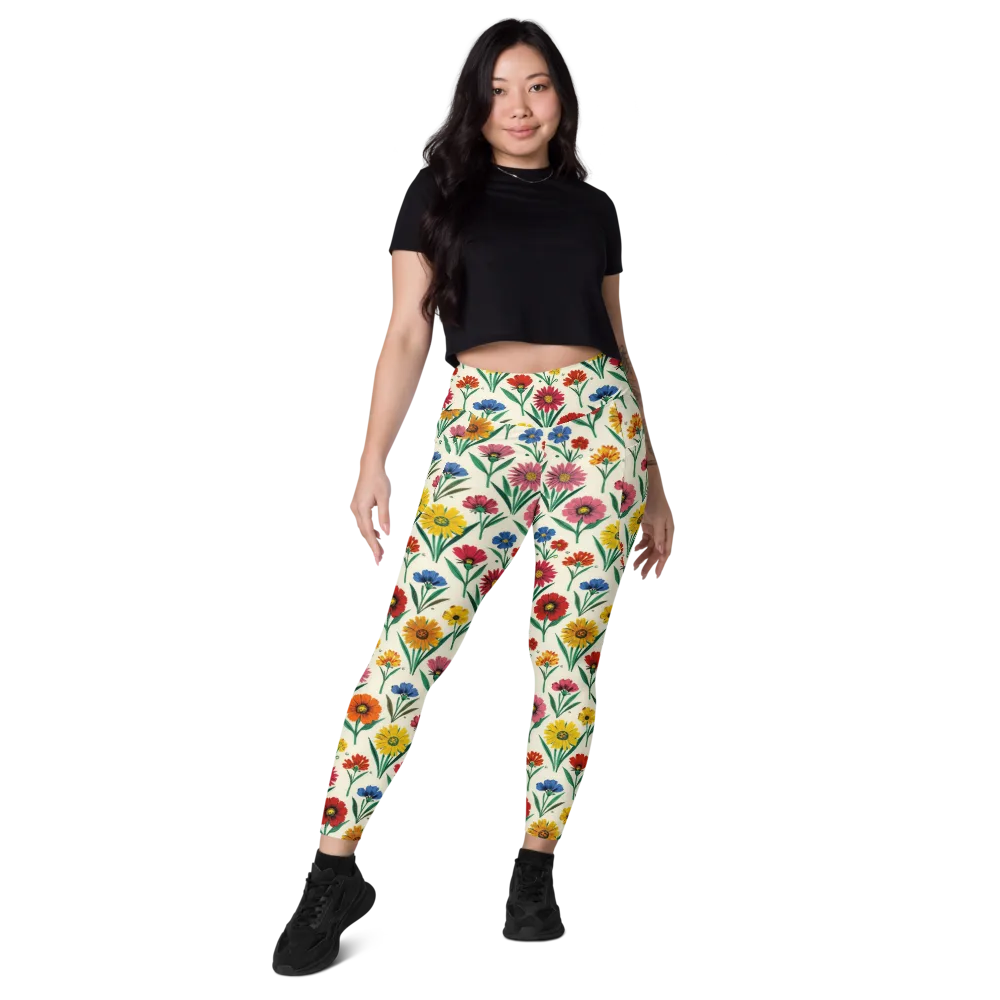 Meadow Mosaic on Leggings with Pockets — Front