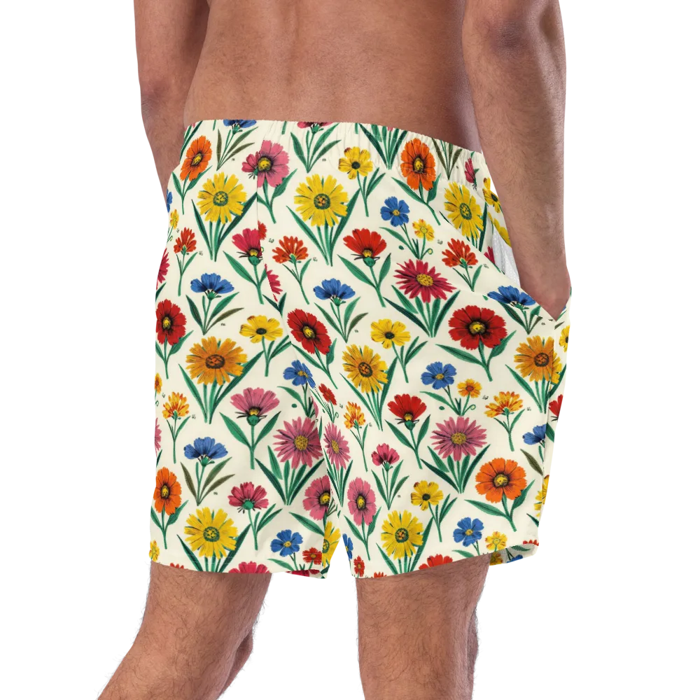 Meadow Mosaic on Swim Trunks — Right Back
