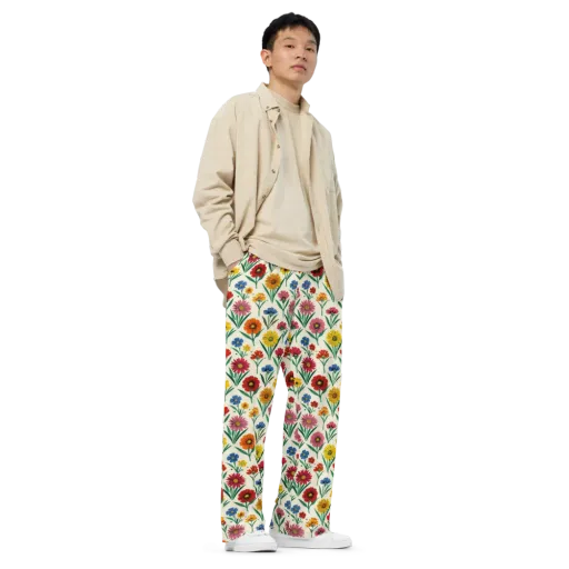 Meadow Mosaic on a Wide-Leg Pants