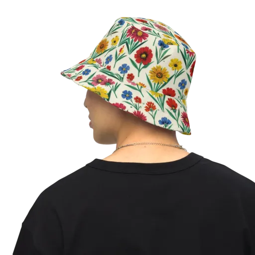 Meadow Mosaic on a Reversible Bucket Hat