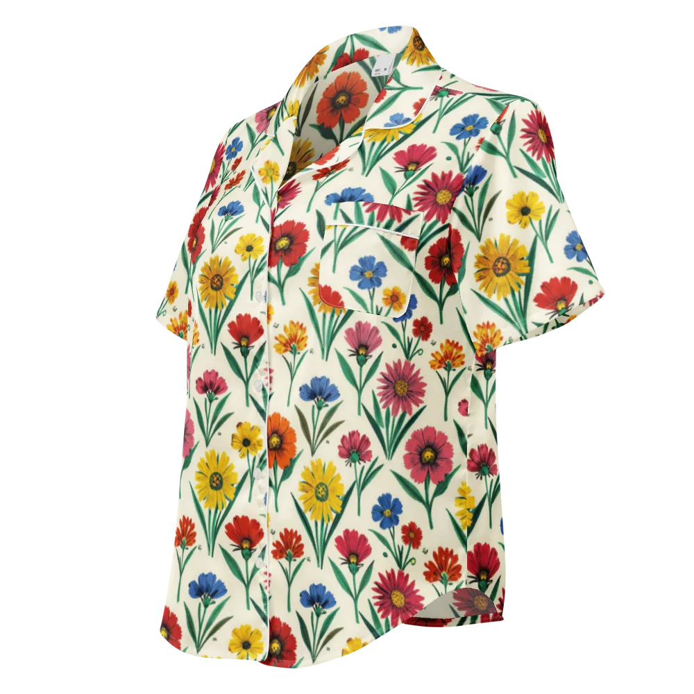 Meadow Mosaic on Women's Short Sleeve Pajama Top — Left Front