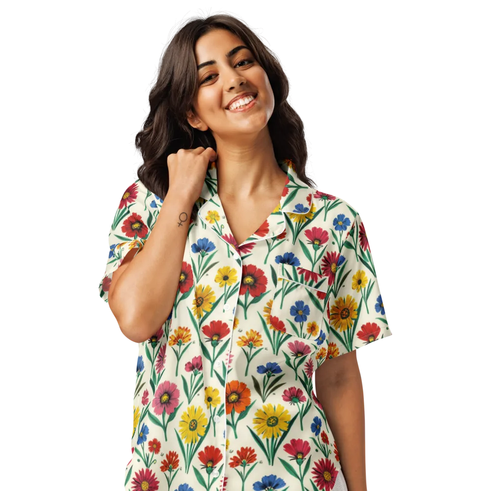 Meadow Mosaic on Women's Short Sleeve Pajama Top — Front