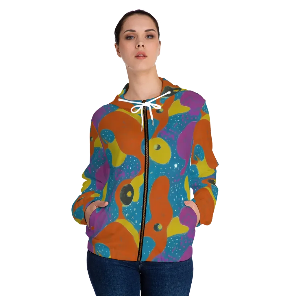 Molten Color on Women's Full-Zip Hoodie — Front On Person