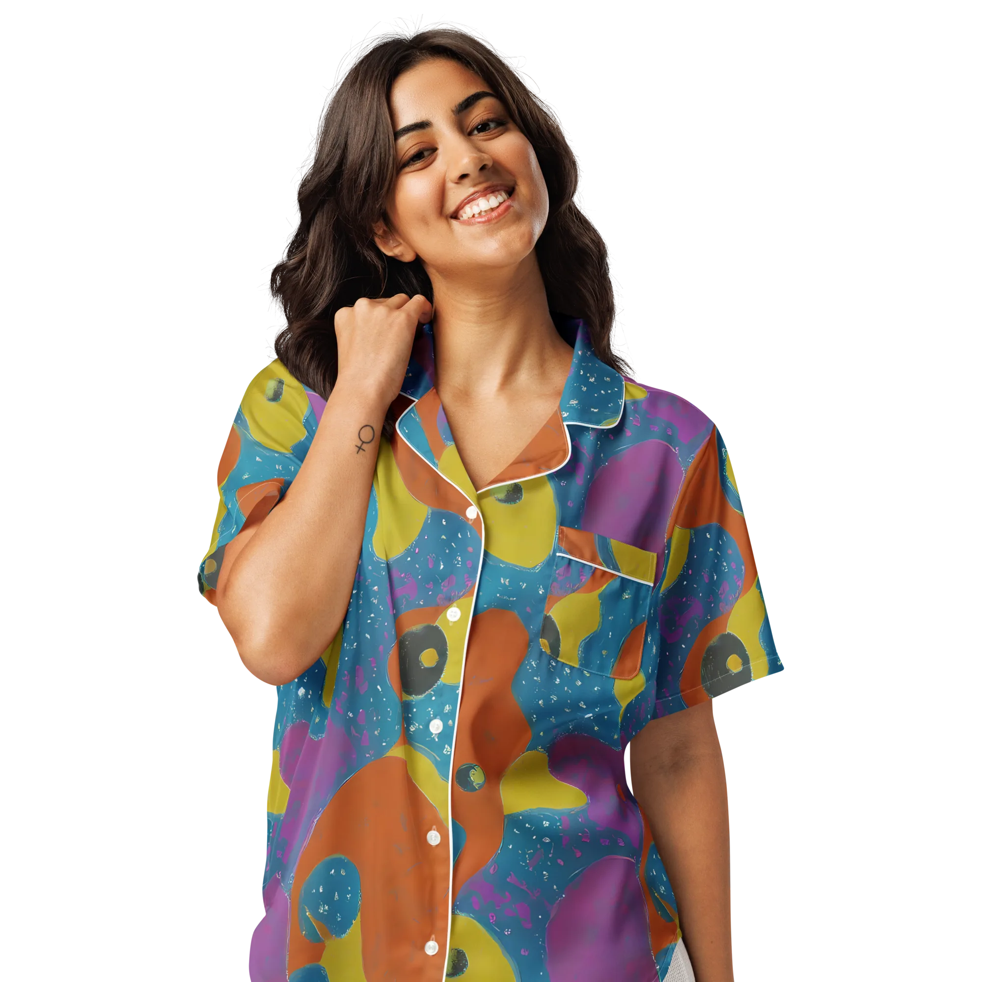 Molten Color on Women's Short Sleeve Pajama Top — Front