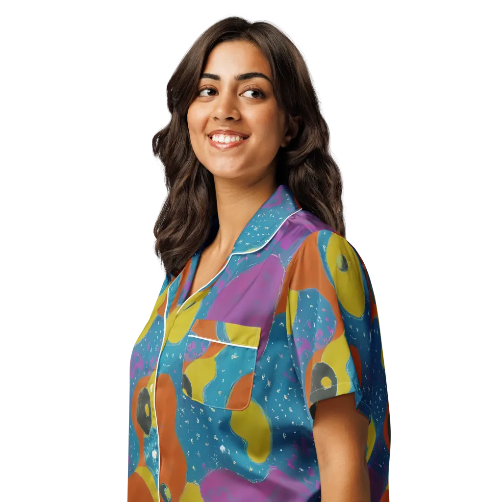 Molten Color on Women's Short Sleeve Pajama Top — Left Front