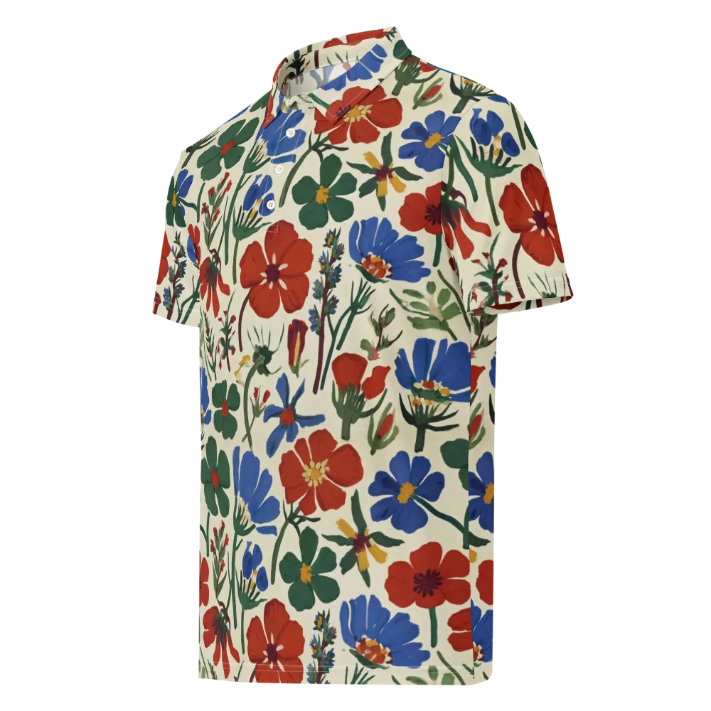 Garden Gouache on Men's Slim Fit Polo Shirt — Left Front