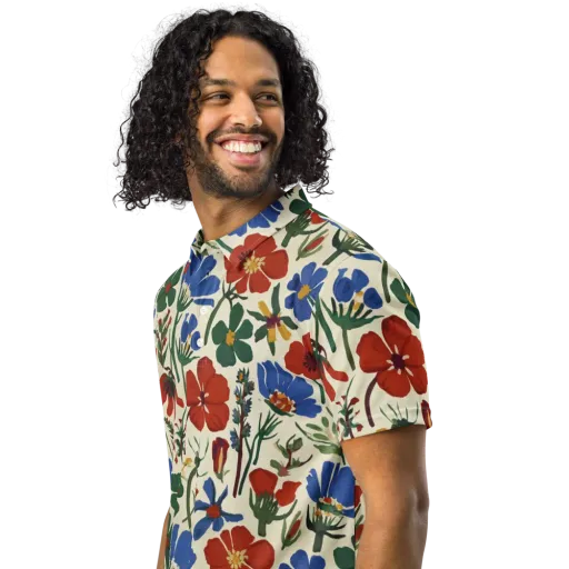 Garden Gouache on a Men's Slim Fit Polo Shirt