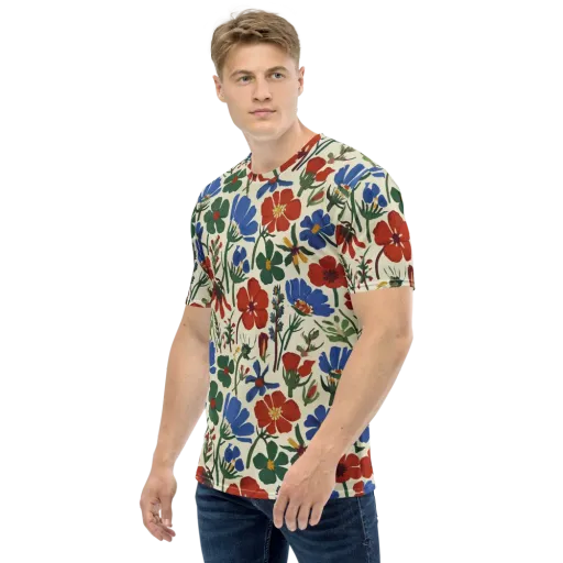 Garden Gouache on a Men's Crew Neck T-Shirt