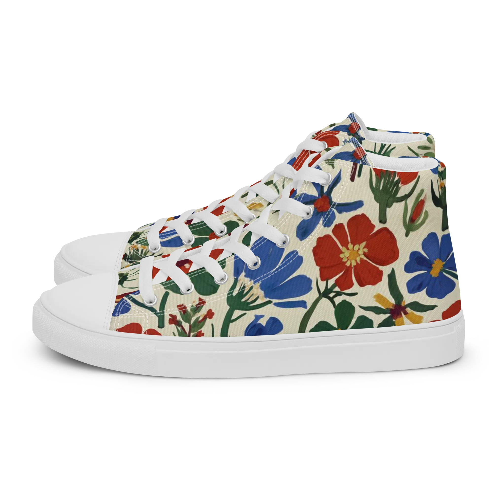 Garden Gouache on Women's High Top Canvas Shoes — Left