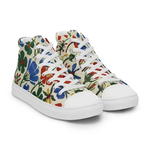 Garden Gouache on a Women's High Top Canvas Shoes