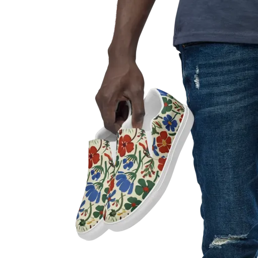 Garden Gouache on a Men's Slip-On Canvas Shoes