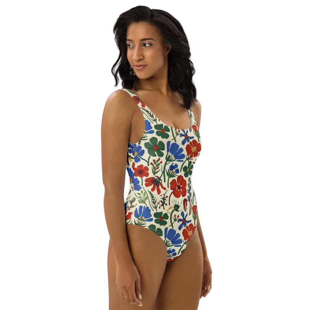 Garden Gouache on One-Piece Swimsuit — Right