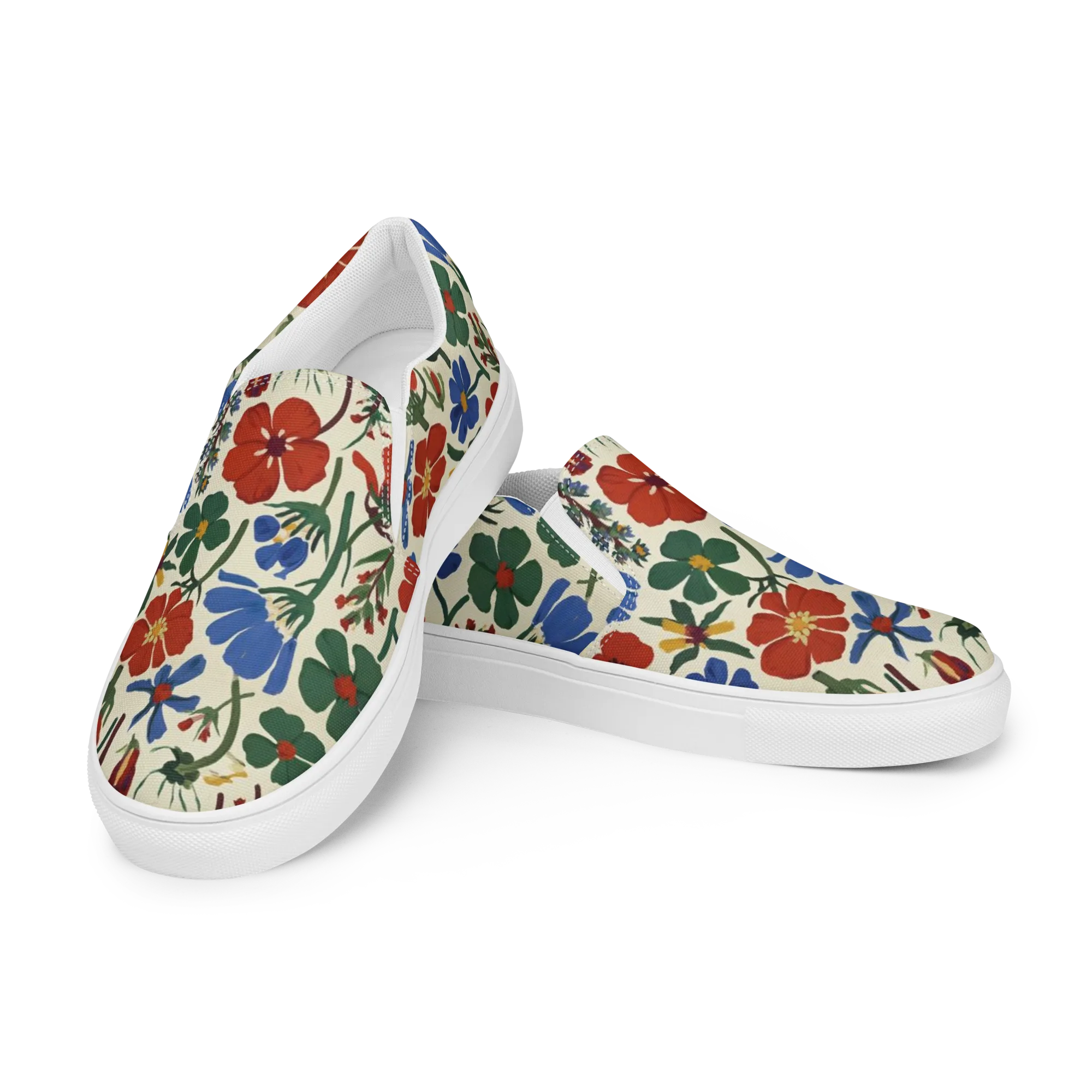 Garden Gouache on Women's Slip-On Canvas Shoes — Left Front