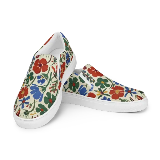 Garden Gouache on a Women's Slip-On Canvas Shoes
