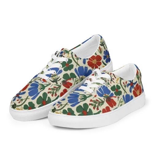 Garden Gouache on a Men's Lace-Up Canvas Shoes