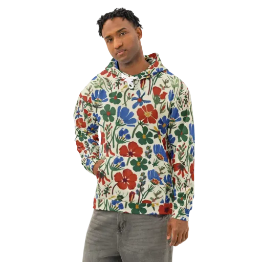 Garden Gouache on a Cotton Hoodie