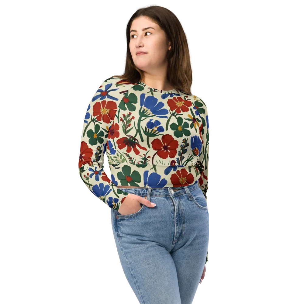 Garden Gouache on Long Sleeve Crop Top — Front