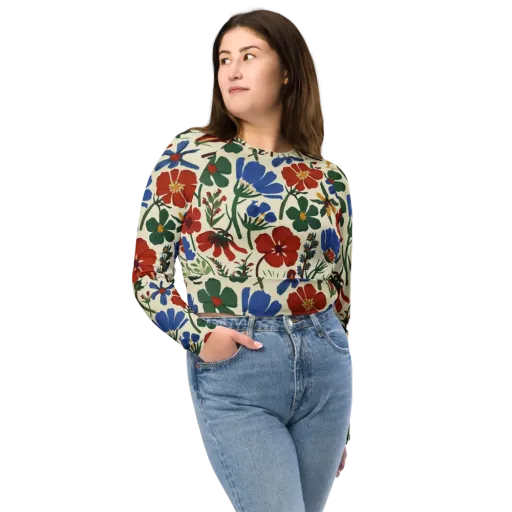 Garden Gouache on a Long Sleeve Crop Top