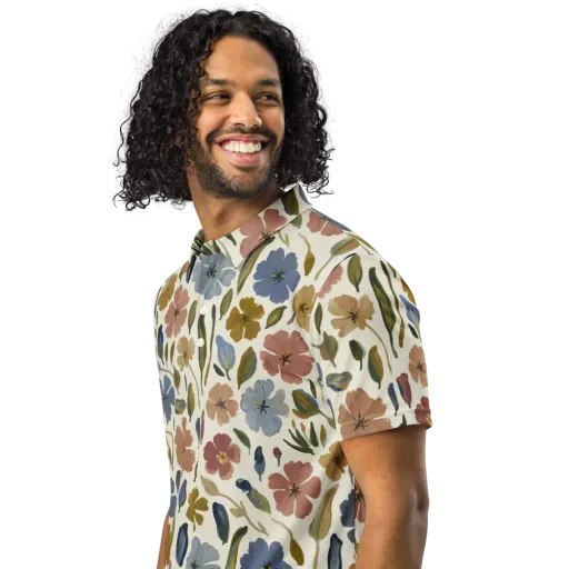 Harvest Garden on a Men's Slim Fit Polo Shirt