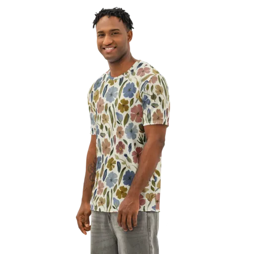 Harvest Garden on a Men's Cotton Crew Neck T-Shirt