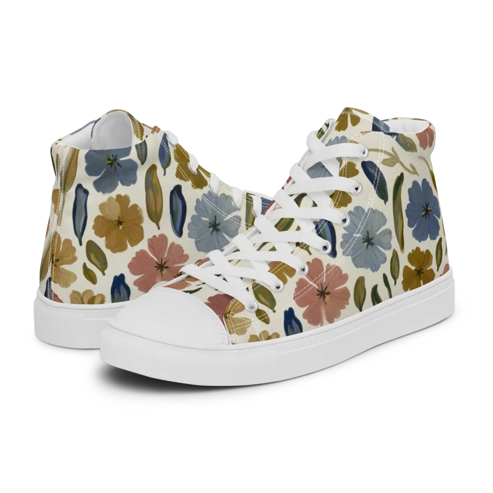 Harvest Garden on Men's High Top Canvas Shoes — Left