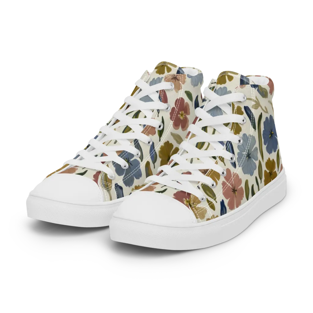 Harvest Garden on Women's High Top Canvas Shoes — Left Front