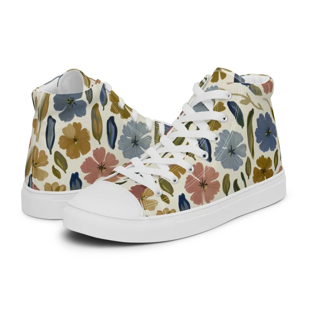 Harvest Garden on Women's High Top Canvas Shoes — Left