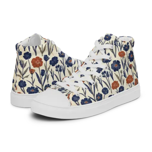 Rust And Midnight on a Men's High Top Canvas Shoes