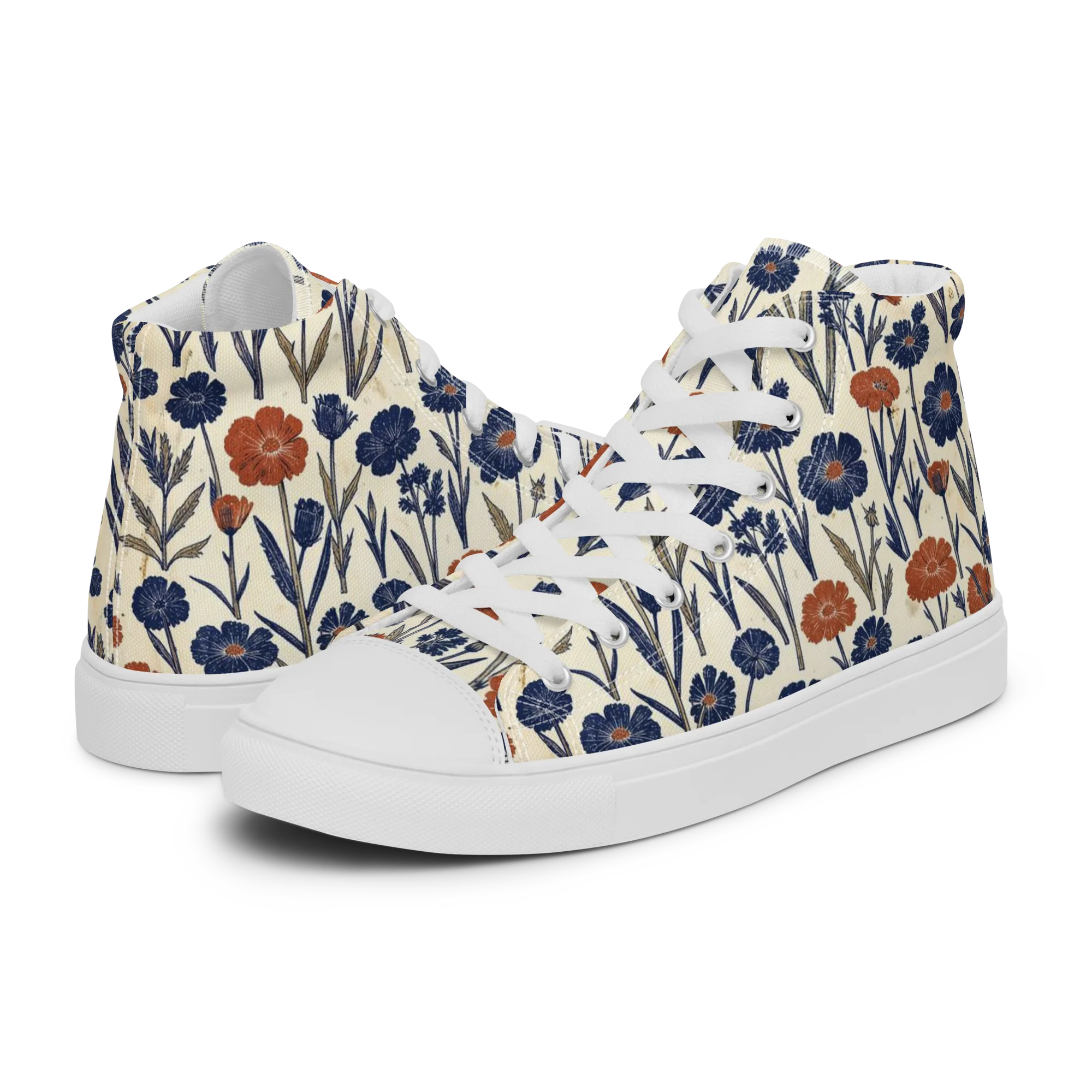 Rust And Midnight on Women's High Top Canvas Shoes — Left