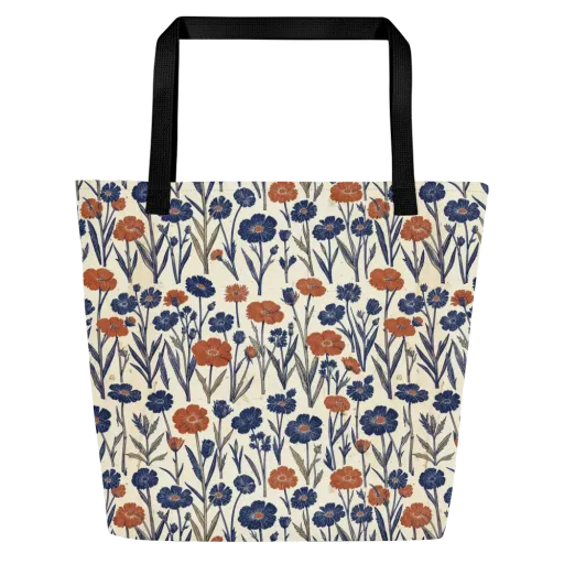 Rust And Midnight on a Large Tote Bag W/ Pocket