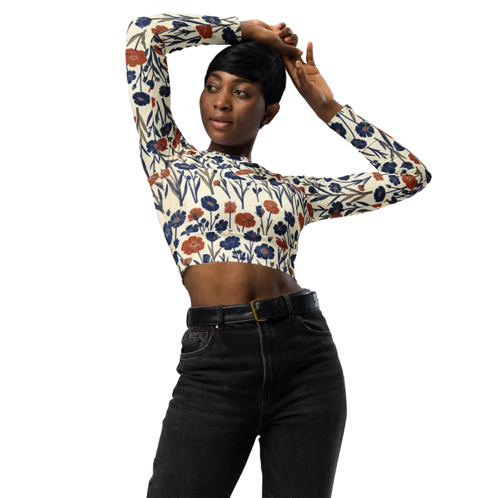 Rust And Midnight on Long Sleeve Crop Top — Front