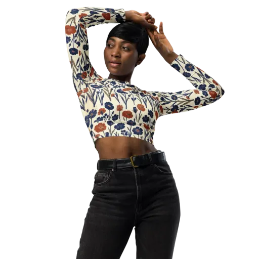 Rust And Midnight on a Long Sleeve Crop Top