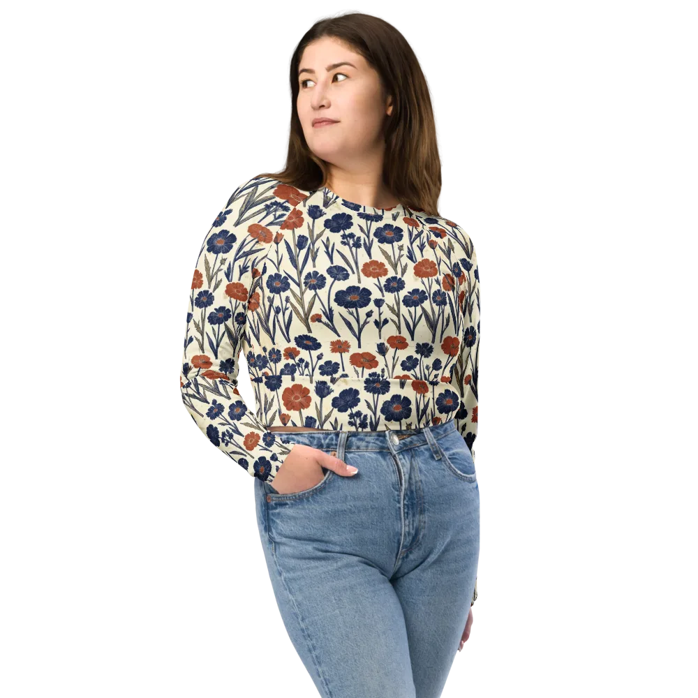 Rust And Midnight on Long Sleeve Crop Top — Front