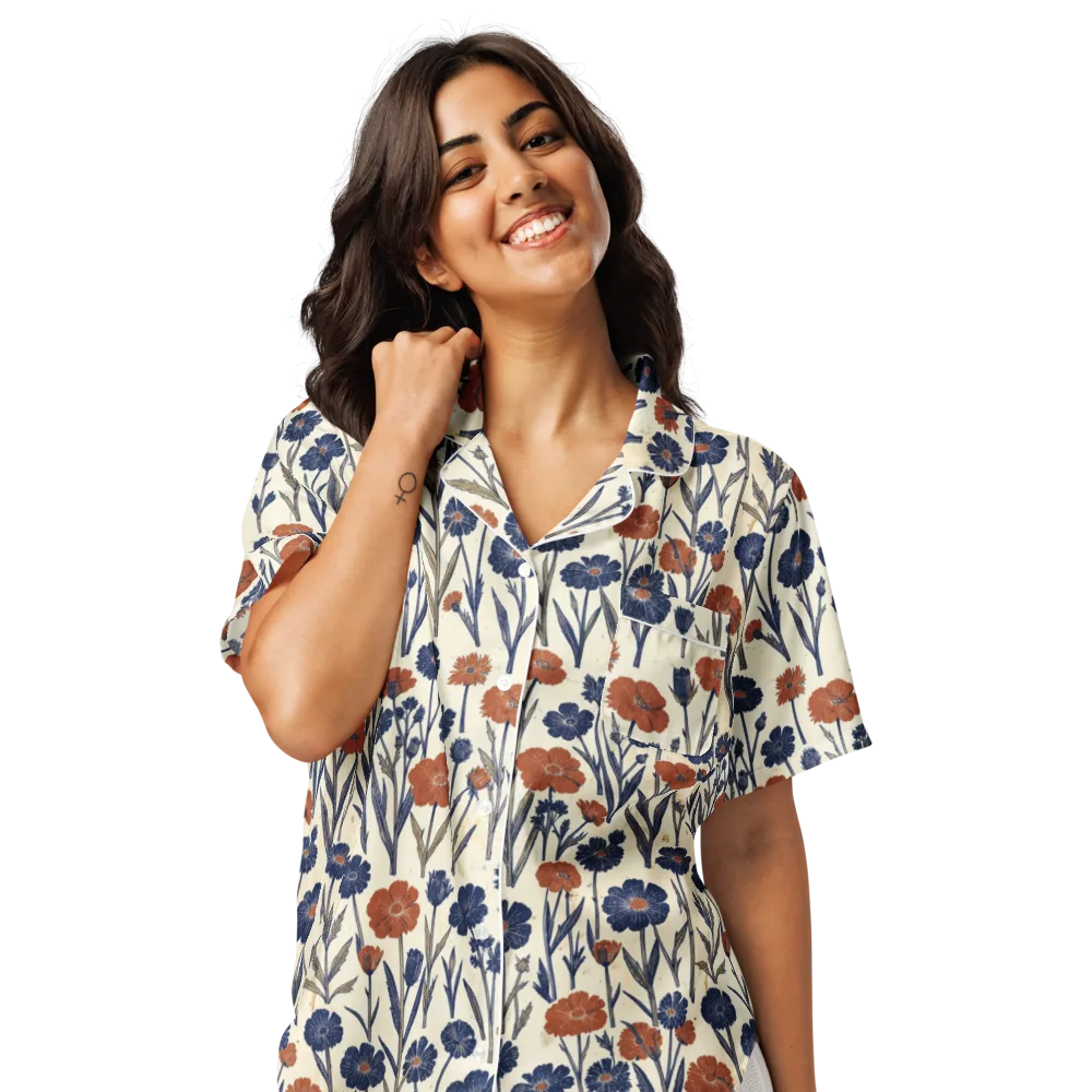 Rust And Midnight on Women's Short Sleeve Pajama Top — Front