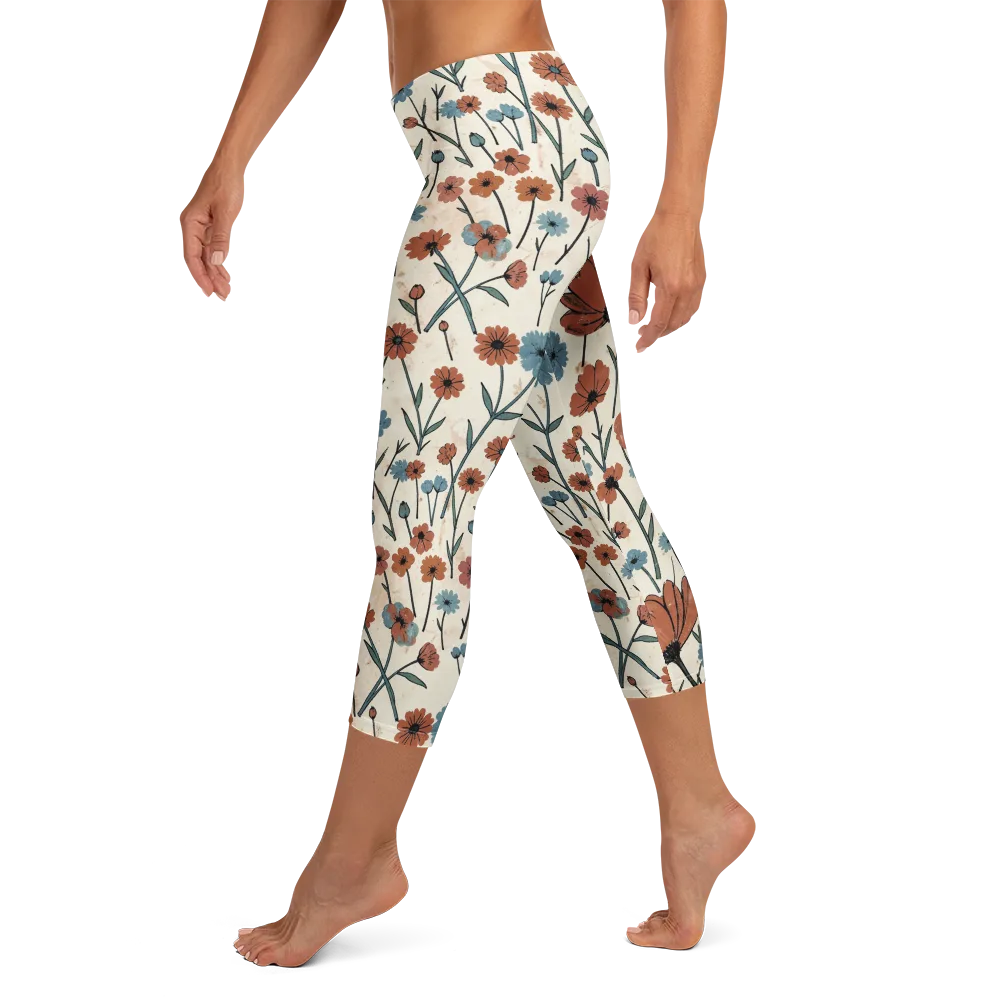 Bluebell Ember on Capri Leggings — Left