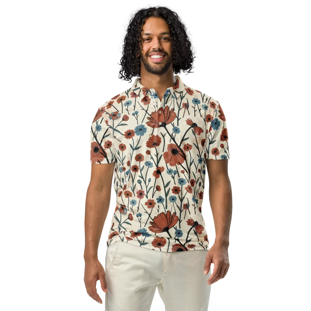 Bluebell Ember on Men's Slim Fit Polo Shirt — Front