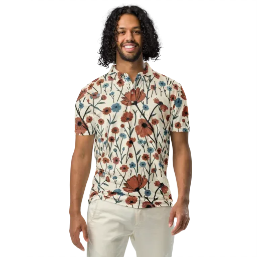 Bluebell Ember on a Men's Slim Fit Polo Shirt