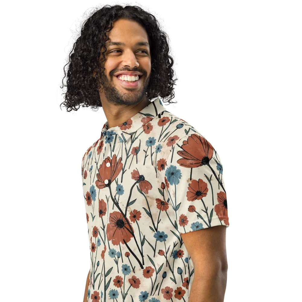 Bluebell Ember on Men's Slim Fit Polo Shirt — Left Front