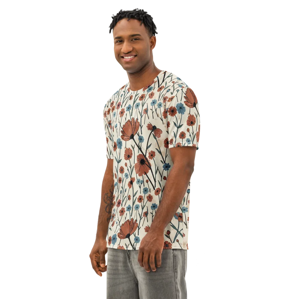 Bluebell Ember on Men's Cotton Crew Neck T-Shirt — Left Front